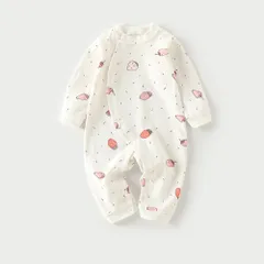 ☆ ストロベリー ☆ 73cm ☆ ロンパース 長袖 ベビー服 ロンパース 前開き 長袖 カバーオール ボディスーツ 赤ちゃん 新生児 女の子 男の子 子ども キッズ 部屋着 パジャマ ルームウェア おしゃれ かわいい 綿 コットン スナップボタン 肌着 下着