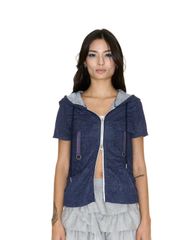 【SETSETSET】DUA SHIRRING CARGO HOOD ZIP-UP BLUE