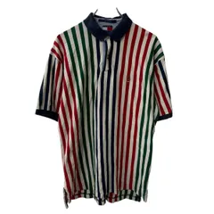 TOMMY HILFIGER 半袖 ポロシャツ L ホワイト マルチカラー ポロ トミーヒルフィガー ストライプ トップス 古着卸 アメリカ仕入 a708-5336