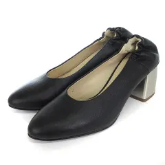 ジルサンダー JIL SANDER NAVY パンプス チャンキーヒール レザー 黒 ブラック 35 22.5cm位 靴のサムネイル