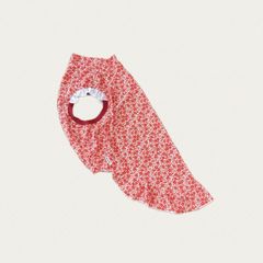 犬服　5L胴回85　COOLストレッチ　リバティRD　肩フリル　ワンピ風