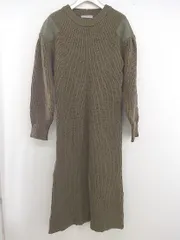 ◇ armonia アルモニーア 長袖 膝下丈 ニットワンピース サイズF ベージュ系 カーキ系 レディース E  【1305010005366】