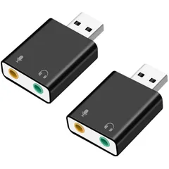 【人気商品】ドライバー不要（2個入り） PCなど対応 Mini/iMac/Windows PS4/MacBook/Mac ヘッドホン・マイク端子 ジャック ミニ 3.5mm USB USB サウンドカード 外付け オーディオ変換アダプター