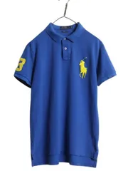 【お得なクーポン配布中!】 ビッグポニー ポロ ラルフローレン 鹿の子 半袖 ポロシャツ メンズ L 半袖シャツ ワンポイント ナンバリング カットソー コットン 細身 青