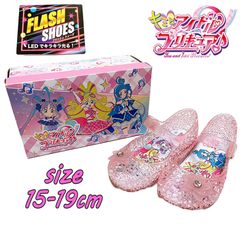 キミとアイドルプリキュア♪ 光るサンダル お花付き ピンク フラッシュシューズ (3907)