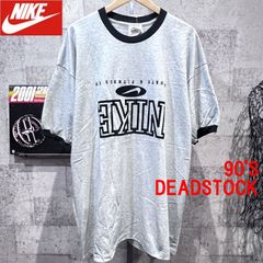 イレギュラー品 デッドストック 90'S USA製 NIKE 逆さロゴ フロッキープリント リンガーTシャツ XL ナイキ 米国製