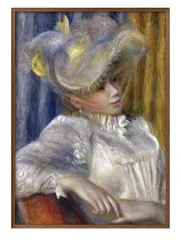 ルノワール 、【帽子の女】、希少画集画、新品高級額・額装付、状態良好 ルノワール 、【帽子の女】、希少画集画、新品高級額・額装付