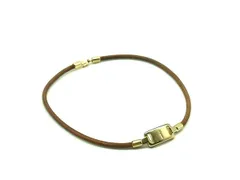 Salvatore Ferragamo フェラガモ レザー ネックレス チョーカー アクセサリー レディース メンズ ブラウン系×ゴールド系 DJ4727のサムネイル