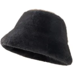 [FUPUTWO] バケットハット レディース 防寒 帽子 暖かい ふわふわ 無地 バケハ 秋冬 (JP, アルファベット, Free Size, グレー) [グレー] [Free Size]