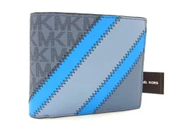 ■新品■未使用■ MICHAEL KORS マイケルコース MK柄 レザー 二つ折り 財布 ウォレット 札入れ 小銭入れ カード入れ ブルー系 BK3306