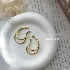 【2ペア】14kgp二連ドロップイヤーカフパーツ