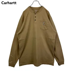 Carhartt カーハート ヘンリーネック ロングスリーブTシャツ ロンT 長袖 ポケットTシャツ ポケT ワンポイントロゴ 古着
