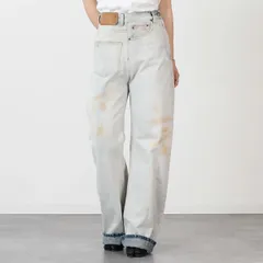 MM6 MAISON MARGIELA エムエムシックス メゾン マルジェラ デニム ジーンズ ツイストワイドレッグジーンズ S52LA0243 M30018 レディース ライトブルー ダメージ加工 オールシーズンのサムネイル