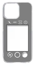【新品未使用】iPhone15 Pro Max アイフォン15プロマックス クリア ハードケース (グレー) カメラアプリ風 フォトフレーム くすみカラー カバー スマホケース cl-ip15promax-412