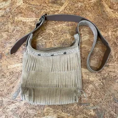 【5】MINNETONKA フリンジ ショルダーバッグ ベージュ ミネトンカ スエード レザー 革 カバン 鞄 ユーズド USED 古着