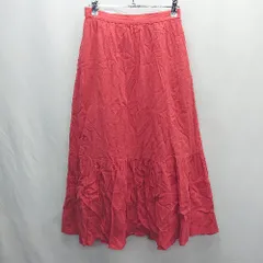 ◇ Θ niko and … ニコアンド ウエストゴム ギャザー加工 ロング丈 フレア スカート サイズ4 レッド レディース E  【1502060005920】