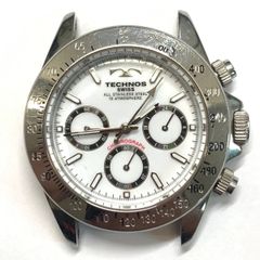美品・電池交換済】テクノス T2466 クロノグラフ 白文字盤 腕時計 