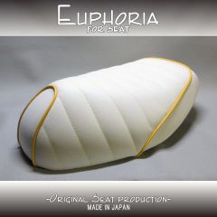 □【DIO ディオ AF34 AF35 SR ZX】張替え済♪　カスタムシート　白/黄色　タックロール《Euphoria》□MK57933
