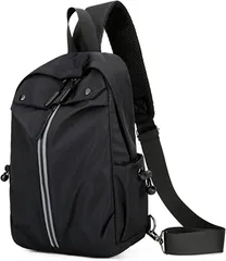 MT's SHOP ボディバッグ ワンショルダー 斜めがけ リフレクター 反射材搭載 サイドポケット 肩紐クッション SH362( ブラック)