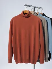 DESHENG カシミヤ100％ 無地 タートルネック セーター 24RTN006 メンズ 男性 トップス ニット セーター プルオーバー 長袖 秋冬 オレンジ