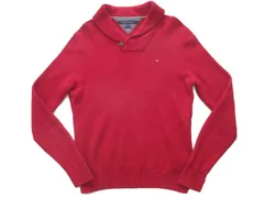 トミーヒルフィガー ショールカラー コットンニット 赤 USA古着 セーター