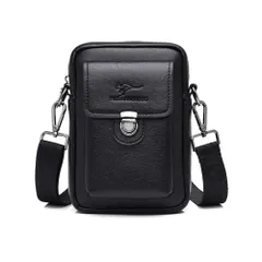 【新着商品】レザー pu 男女兼用 ミニ斜め掛け ウエストポーチバイク用 ボディバッグ ミニウエストバッグ 胸バッグ メンズ ワンショルダー 軽量 ミニショルダーバッグ ブラウン 革 黒 [Ｗｈａｔｎａ] (黒A)