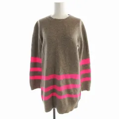 マークバイマークジェイコブス MARC by MARC JACOBS ニットワンピース ミニ ボーダー ウール アンゴラ混 プルオーバー クルーネック 長袖 S ベージュ ピンク /EE