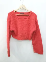 ◇ w closet ダブルクローゼット クロップド ニット セーター サイズF レッド レディース P  【1405290001833】