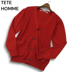 TETE HOMME テットオム 秋冬 ウール混★ 切替 ニット カーディガン Sz.5　メンズ