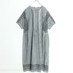 SM2★ゆったりワンピース サイズF 黒×白系 ギンガムチェック&刺繍 z11965