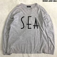 WIND AND SEA SEA (wavy) L/S T-SHIRT ロングスリーブTシャツ 長袖カットソー ロンT 両面プリント ロゴプリント XLサイズ グレー ウィンダンシー