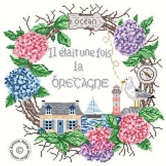 ★NEW★🟦⬜🟥フランス クロスステッチ チャート図案 👑 ANNICK ABRIAL  アニック・アブリアル 💜Once upon a time in Brittany💜◆昔懐かしいブルターニュ地方◆ 輸入クロスステッチ 手芸 花 鳥 リース