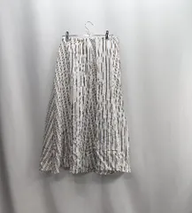 ◇ ⊂ IENA イエナ ストライプ柄 ロング丈 フレア スカート サイズ38 ベージュ アイボリー レディース E  【1412260016254】