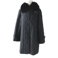 良品◎正規品 日本製  レオナール ファッション 0368482 レディース 襟FOX スパンコールキルティング シルク100％ 中綿コート 黒 11Rのサムネイル