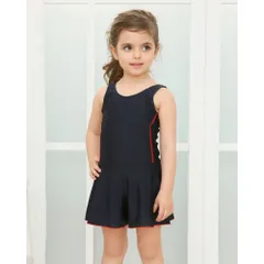 ☆ レッド ☆ 140cm ☆ スクール水着 女の子 skl1634 スクール水着 女の子 ワンピース オールインワン 控えめ パイピング スカート ショートパンツ 一体型 キッズ 水着 一体型 ワンピース型水着 ネームタグ 紛失防止 伸縮性 裏地付き 裏地