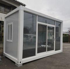 ユニットハウス プレハブ 店舗 ガラスデザイン 事務所 販売店 車庫ガレージ 倉庫物置 組み立て式 連結可能 仮設住宅 電気工事可 内装工事可 全国OK