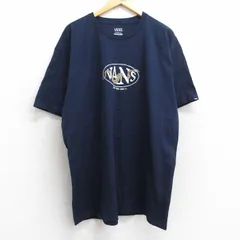 XL/古着 バンズ VANS 半袖 ブランド Tシャツ メンズ ビッグロゴ ヘビー 大きいサイズ ロング丈 コットン クルーネック 紺 ネイビー 25jul30