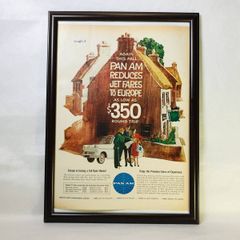 『 パンナム　ヨーロッパ 』ビンテージ広告　60年代　フレーム付ポスター　当時物
