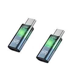 60W PD急速充電 変換アダプター 高速データ転送 LEDステータス表示 C iPhone Type 15シリーズ Galaxy to S23 Note 変換アダプター【2個セット】Lightning 20 タイプc iPad Pro ライトニング Air