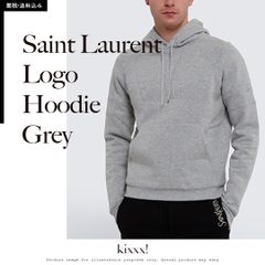 Saint Laurent Logo Hoodie Grey サンローラン ロゴ フーディー グレー ドローストリングフード付 フリースパーカー