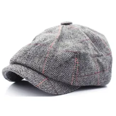 キャスケット帽子 チェック ヘリボーン  ウール混 56~59cm KC3-2