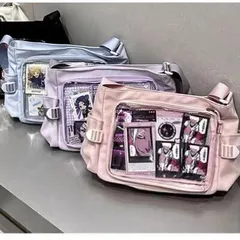痛バッグ 痛バッグ バッチ 見せ バック いたば イタバ ショルダー バッグ 推し活 小さめ 大きめ ぬいぐるみ 透明 水色 缶バッチ 綺麗 あんスタ　ブルーロック　スキズ　JO1 ミーアイ　セブチ　vtuber グラブル　にじさんじ