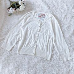 《LAURA A SHLEY》ローラシュレイ（S）ホワイト襟レースカーディガン