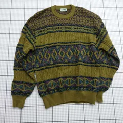 ◇ ⊇ クロコダイル　1603-61516　ウール混ジャカードセーター　L　カーキ系　メンズ メンズ E  【1508260041942】