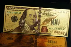 金の100ドル札風コレクションアイテム Amazon | 100ドル紙幣、ブックマーク用色紙幣、豊かさと繁栄のための