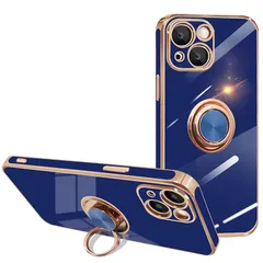 inxhey iPhone 13 ケース リング付き アイフォン 13 ケース スマホケース 携帯カバー 360°回転 リング スタンド機能 ストラップホール付き 車載ホルダー対応 耐衝撃 TPU メッキ加工 カバー iphone 13 6.1インチ用 （ 0