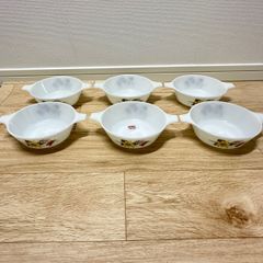 JAJ パイレックス PYREX スープ皿 深皿 663 6点 セット まとめ イギリス製 花柄 ホワイト レトロ ビンテージ レア 希少 アンティーク 食器 AP-250702-013-MNL
