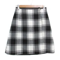 プロポーション ボディドレッシング PROPORTION BODY DRESSING ラップスカート 台形スカート ひざ丈 チェック柄 2 白 黒 ホワイト ブラック /FF43