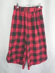 ◇ Θ merlot チェック柄 ハーフワイドパンツ サイズ表記なし レッド ブラック レディース E  【1409100057669】のサムネイル