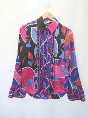 ◇ Θ φ ZARA ザラ マーブル風 長袖 シャツ サイズS ブルー系 マルチ レディース E  【1503040002878】